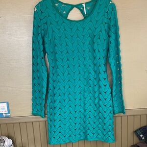 Free People Wild Things Teal Lace Mini Dress Medium